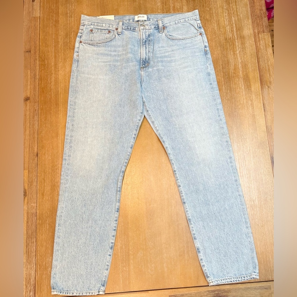 NWT AGOLDE Curtis‎ Jean in Conflict Mid Rise Straight Leg Tapered Ankle Size 36 - Picture 2 of 12